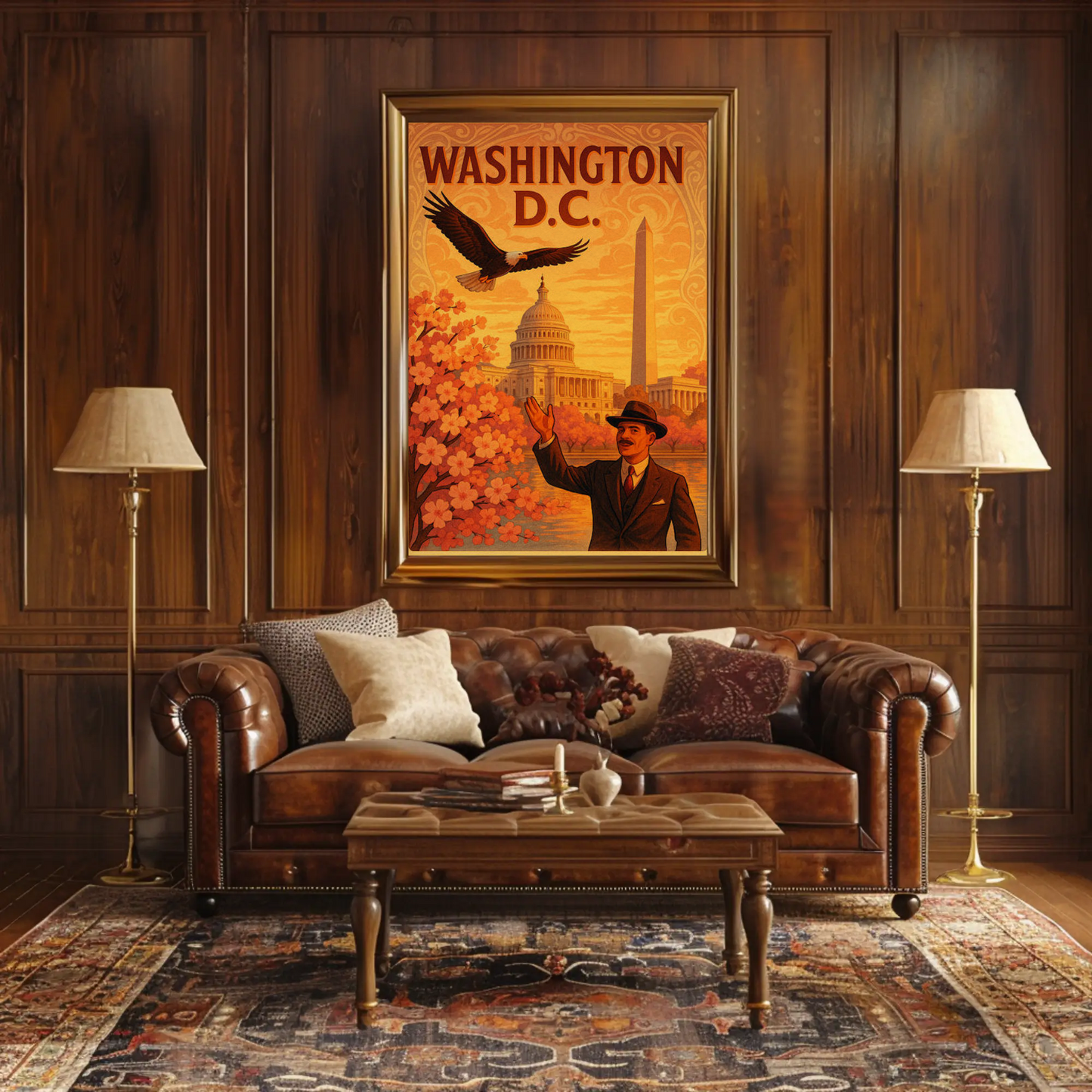 Washington DC Cherry Blossoms Capitol Eagle Travel Poster