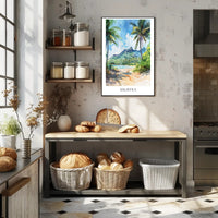 Mauritius Watercolor Landscape Travel Poster PosterGoat