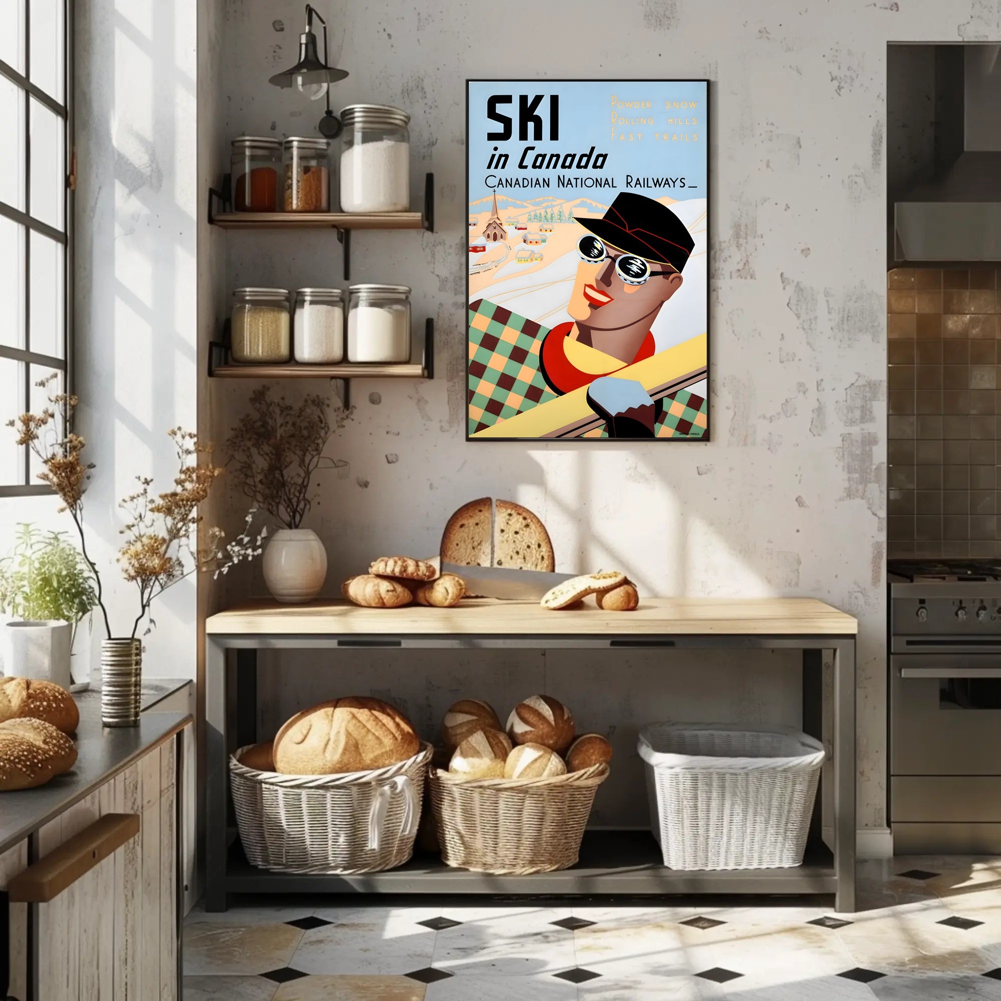 Vintage Canadian Skiing Travel Advertisement Poster PosterGoat