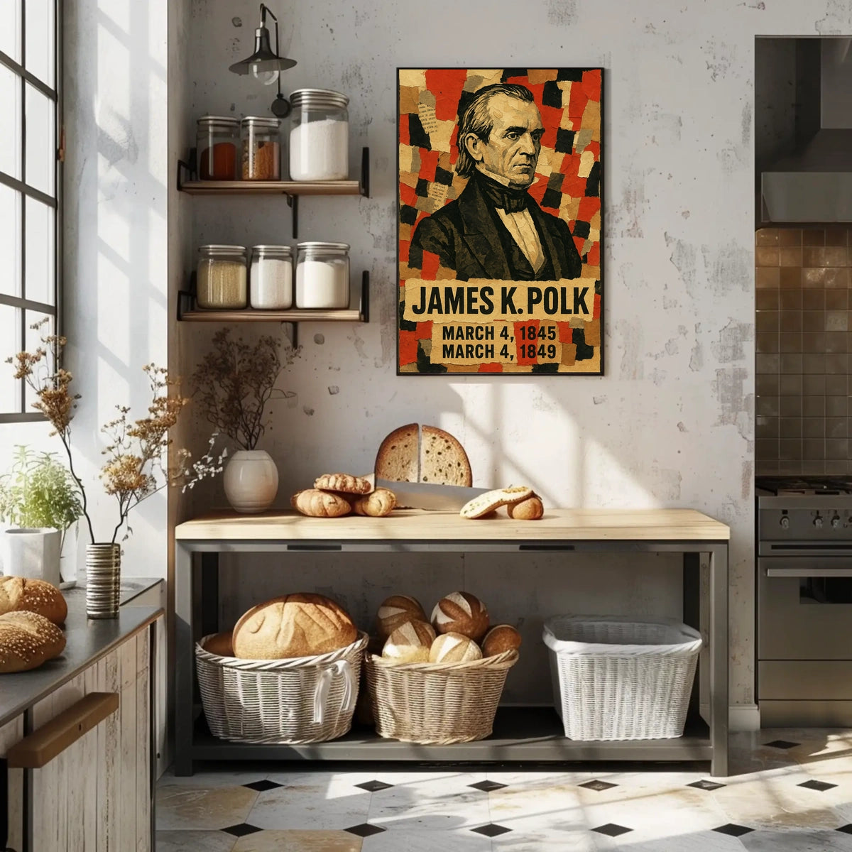 James K. Polk 11th President of the United States Layered paper Collage Poster