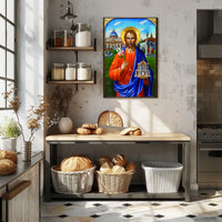Saint with Lily and Church Iconography Poster