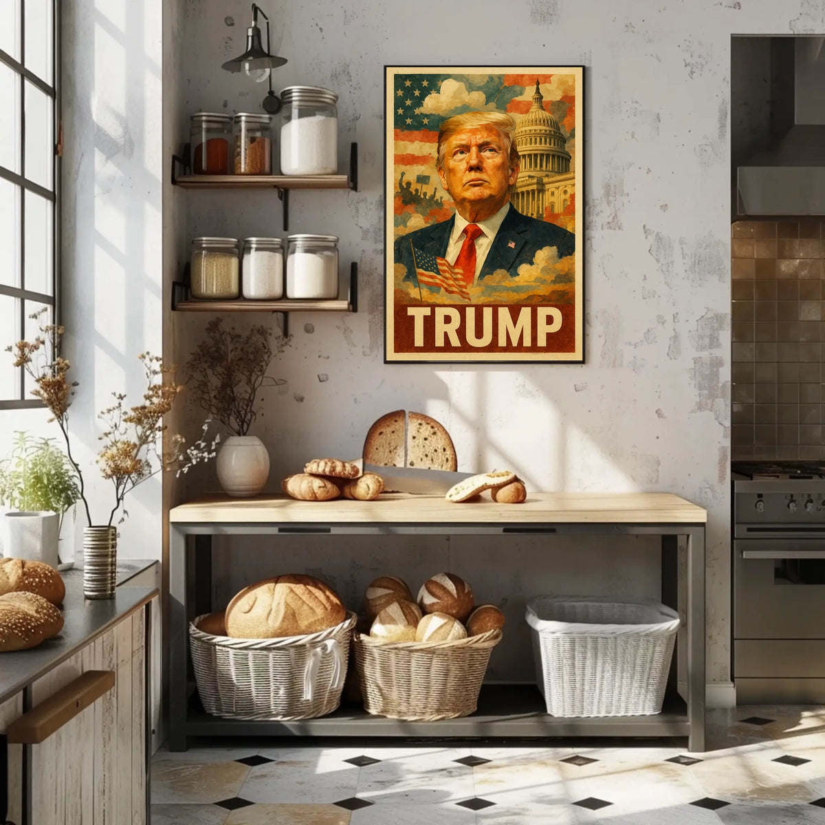 Donald Trump 45th President of the United States Layered Digital Collage Poster