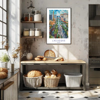 Las Vegas Skyline Watercolor Art Urban or Cityscape Poster PosterGoat