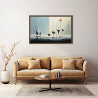 Surreal Silhouettes on Reflective Surface Artistic Poster