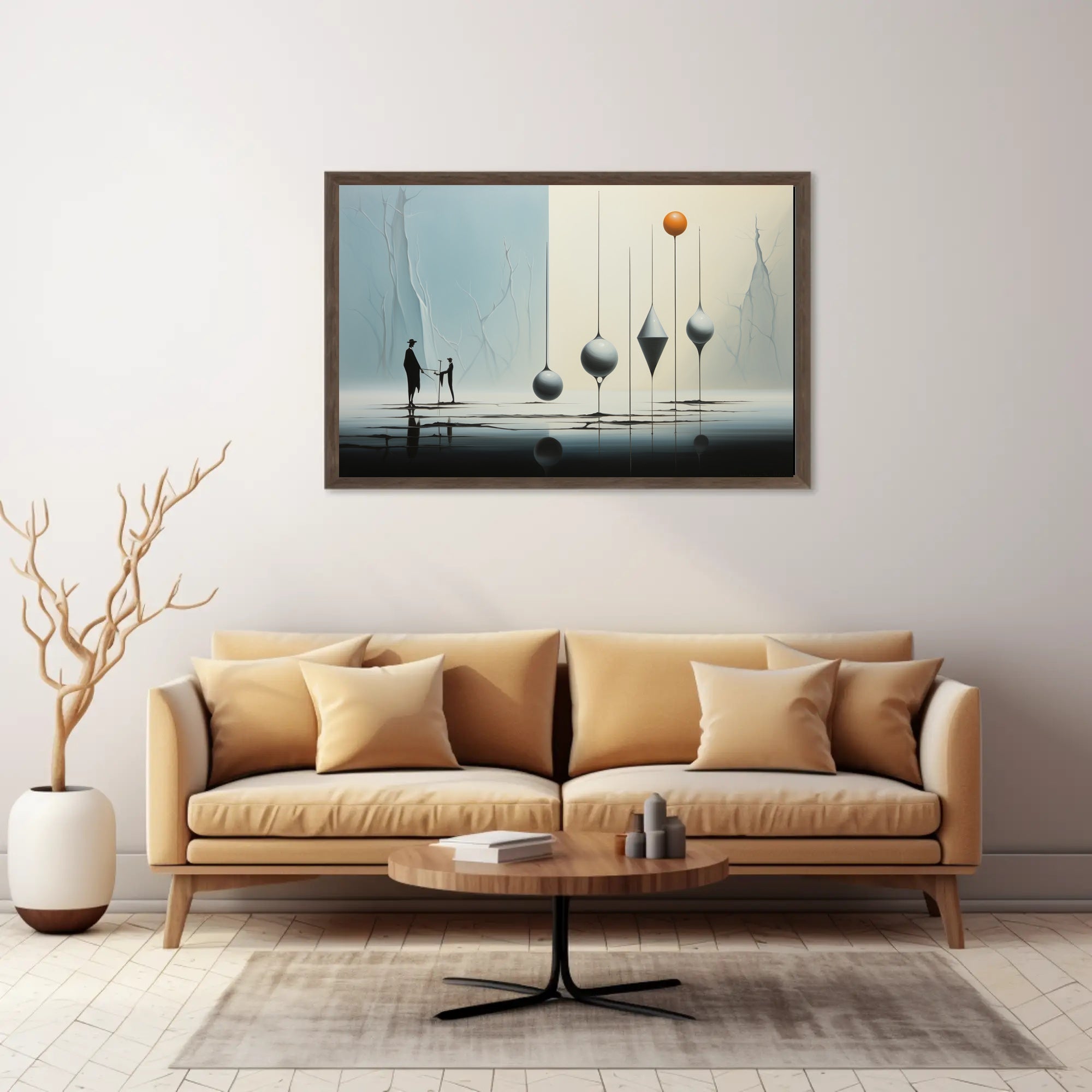 Surreal Silhouettes on Reflective Surface Artistic Poster