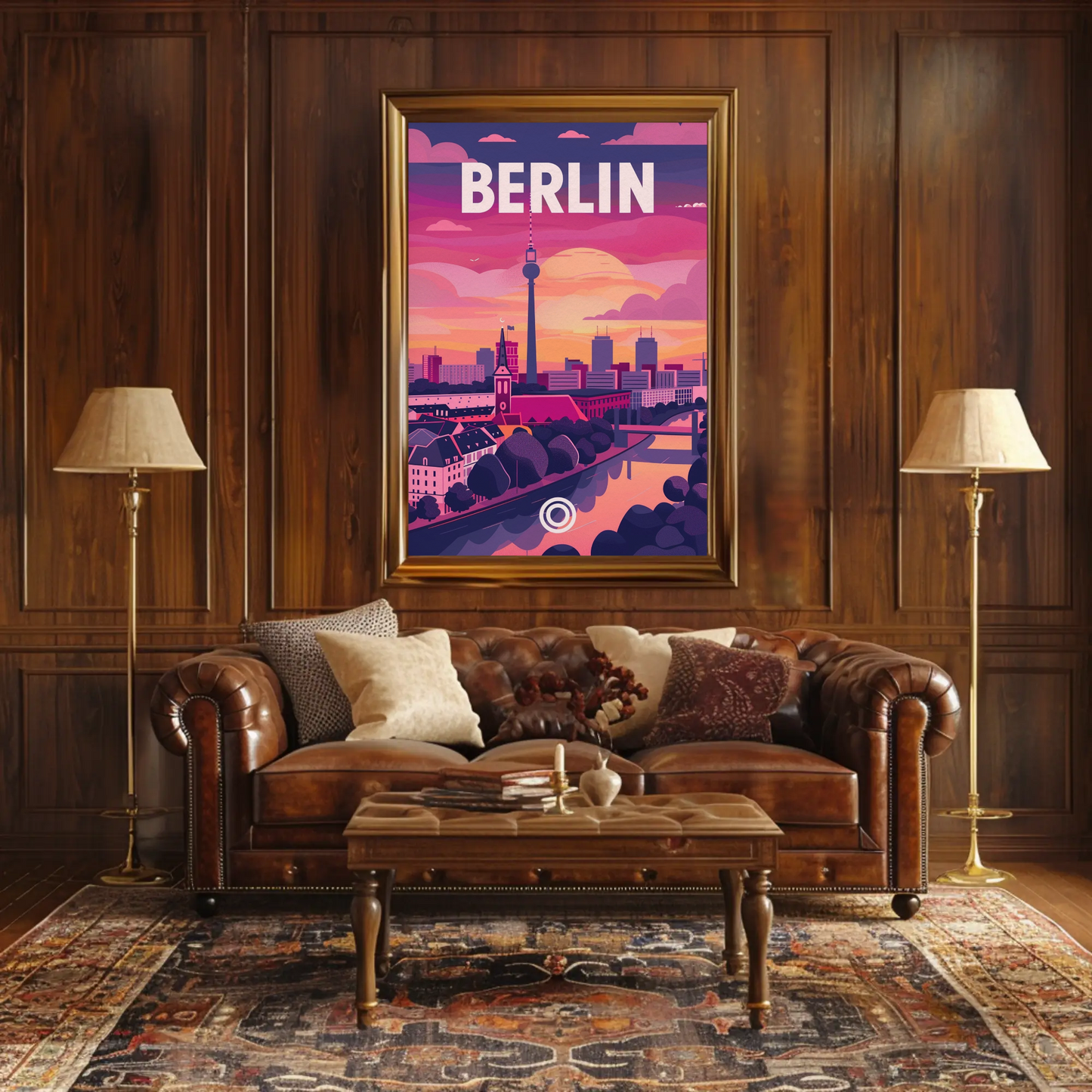 Berlin Skyline Tower Sunset Modern Urban Travel Poster