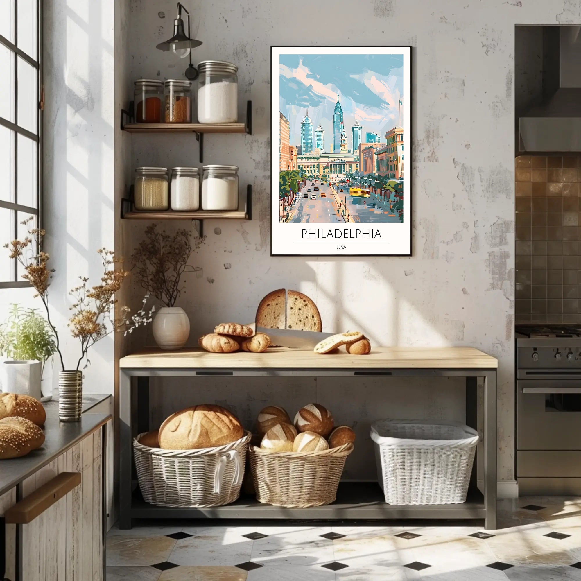 Philadelphia Skyline Art Poster PosterGoat