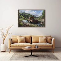 Vintage Truck in Serene Mountain Landscape Poster