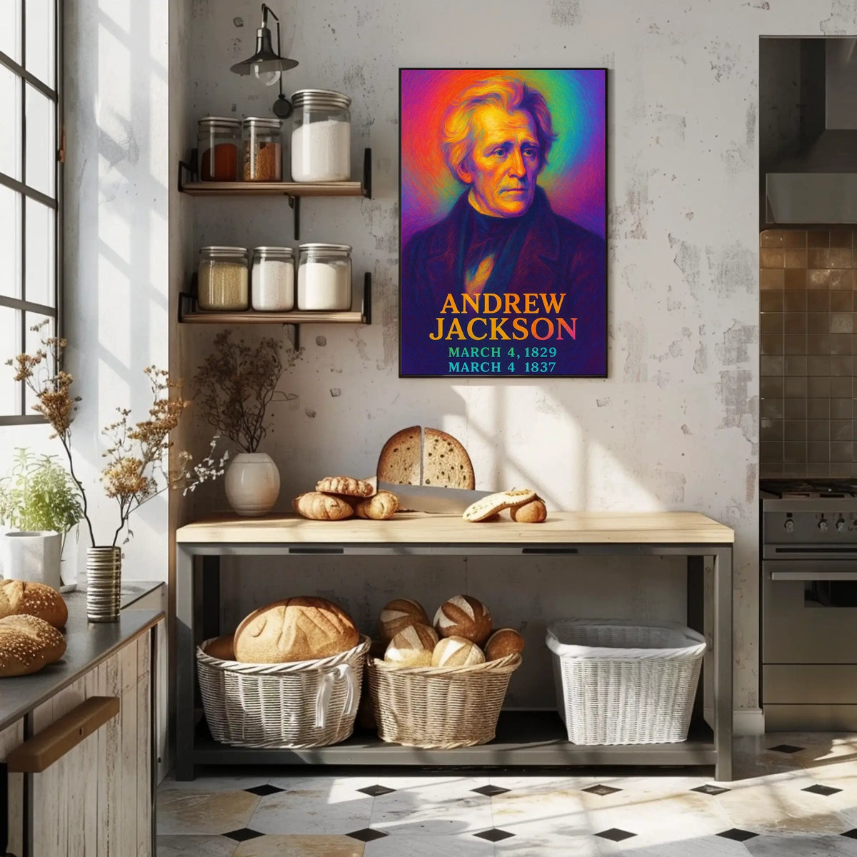 Andrew Jackson 7th President of the United States Neon Gradient Overlay Poster