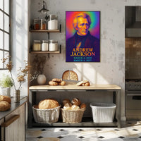 Andrew Jackson 7th President of the United States Neon Gradient Overlay Poster