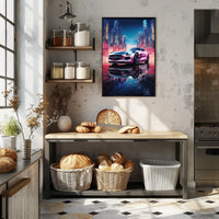Futuristic Sports Car in Neon City Futuristic Sci-Fi Poster
