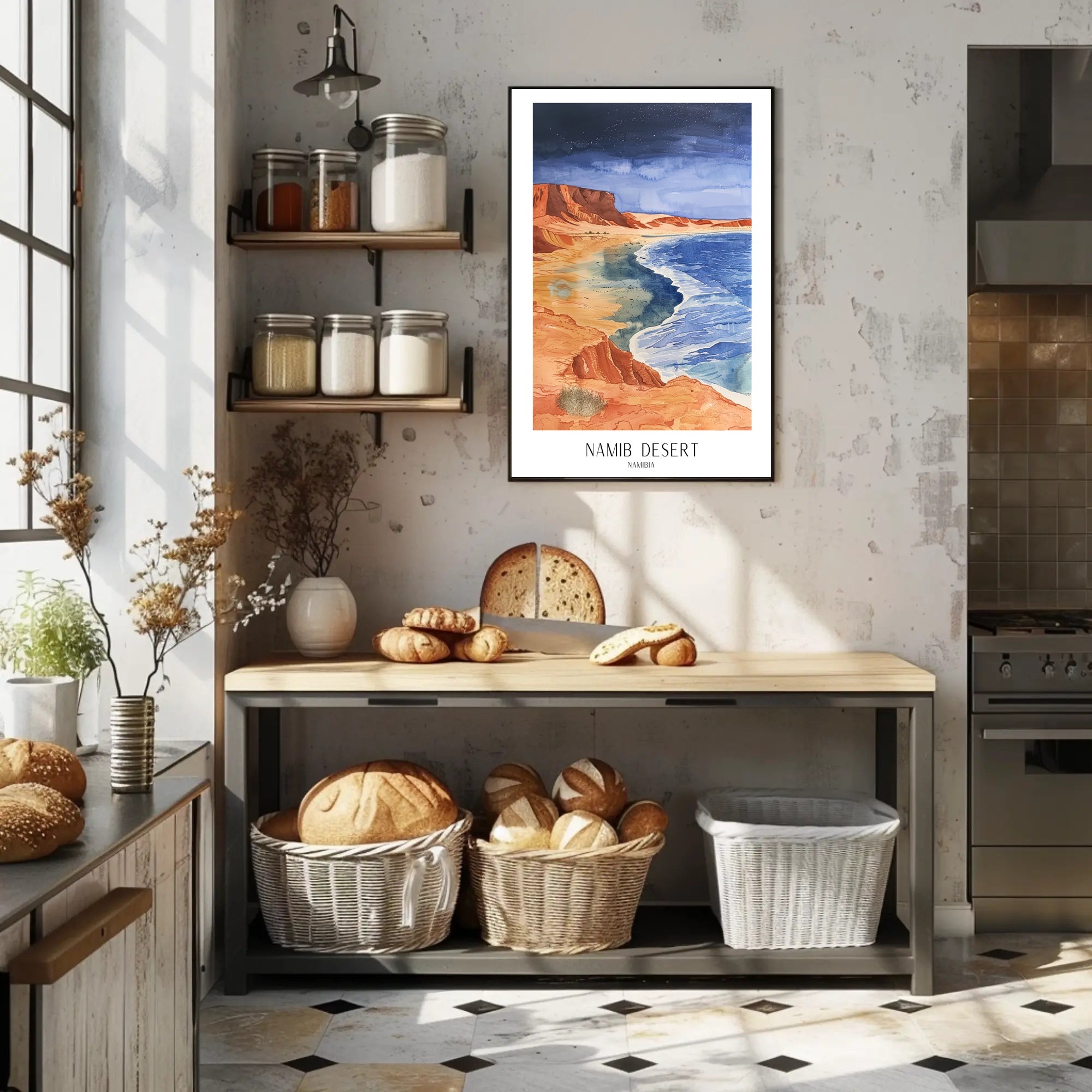 Namib Desert Night Sky Watercolor Travel Poster PosterGoat