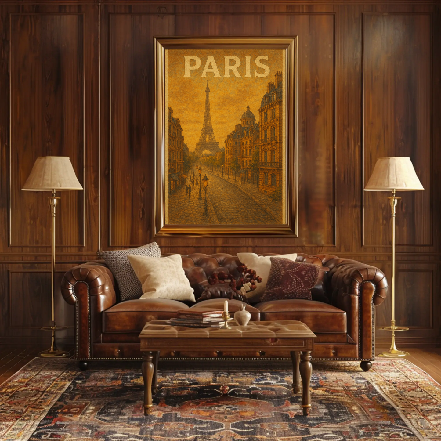 Paris Eiffel Tower Vintage Evening Poster