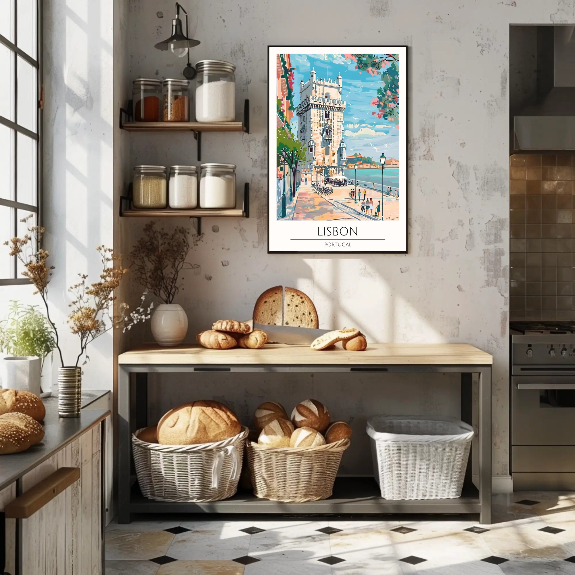 Lisbon's Coastal Charm Poster PosterGoat