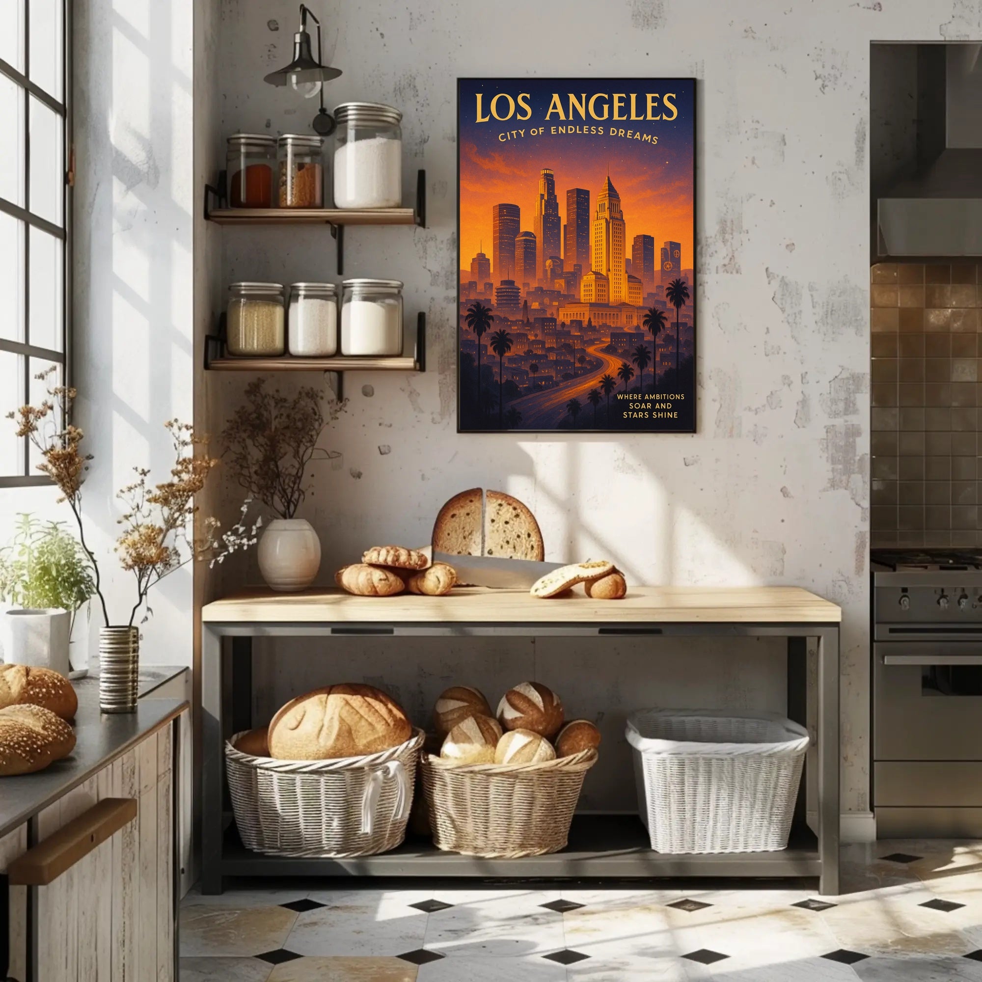 Los Angeles Skyline Vintage Urban or Cityscape Poster