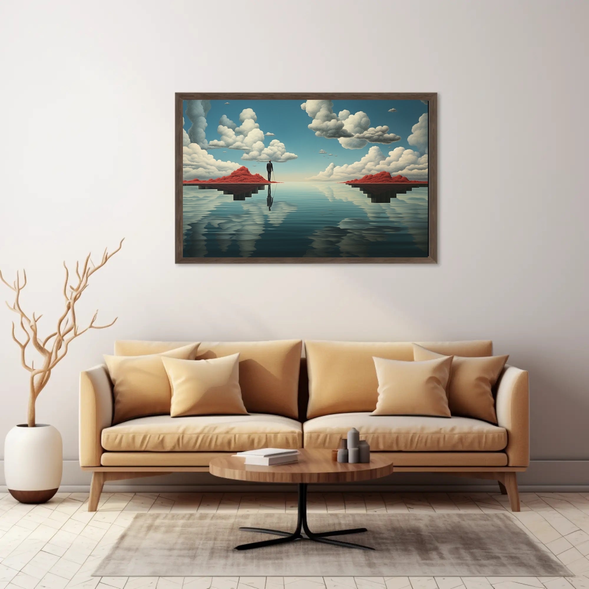 Surreal Reflection: Artistic Poster with Contemplative Figure