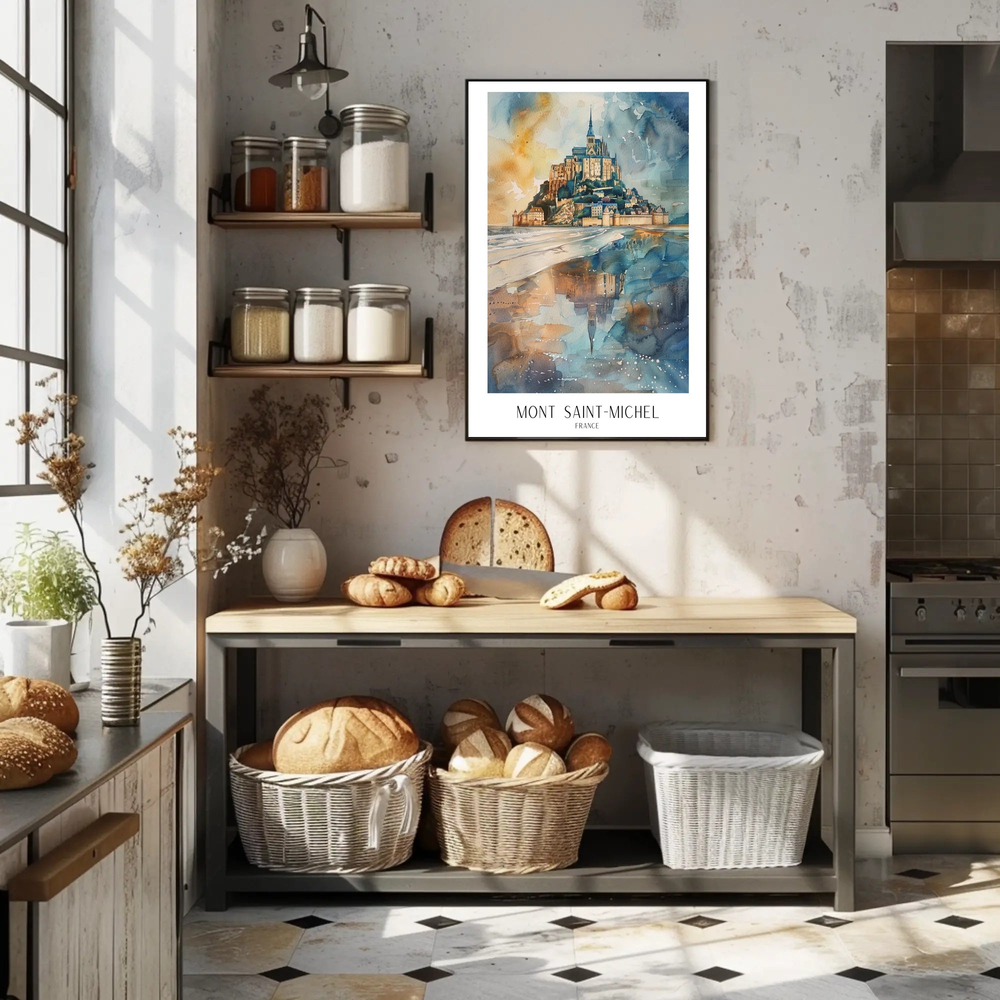 Mont Saint-Michel Watercolor Art: Travel Poster PosterGoat