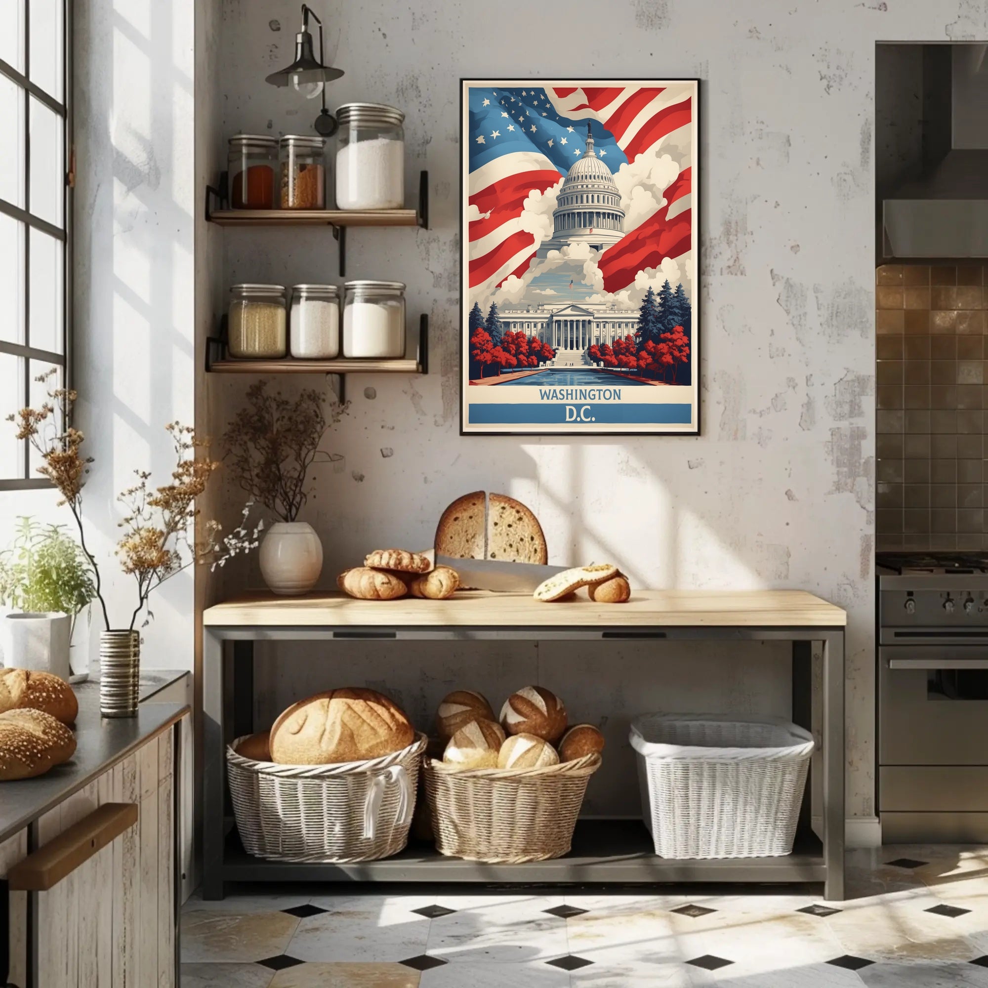 United States Capitol Vintage Artistic Patriotic Political Poster