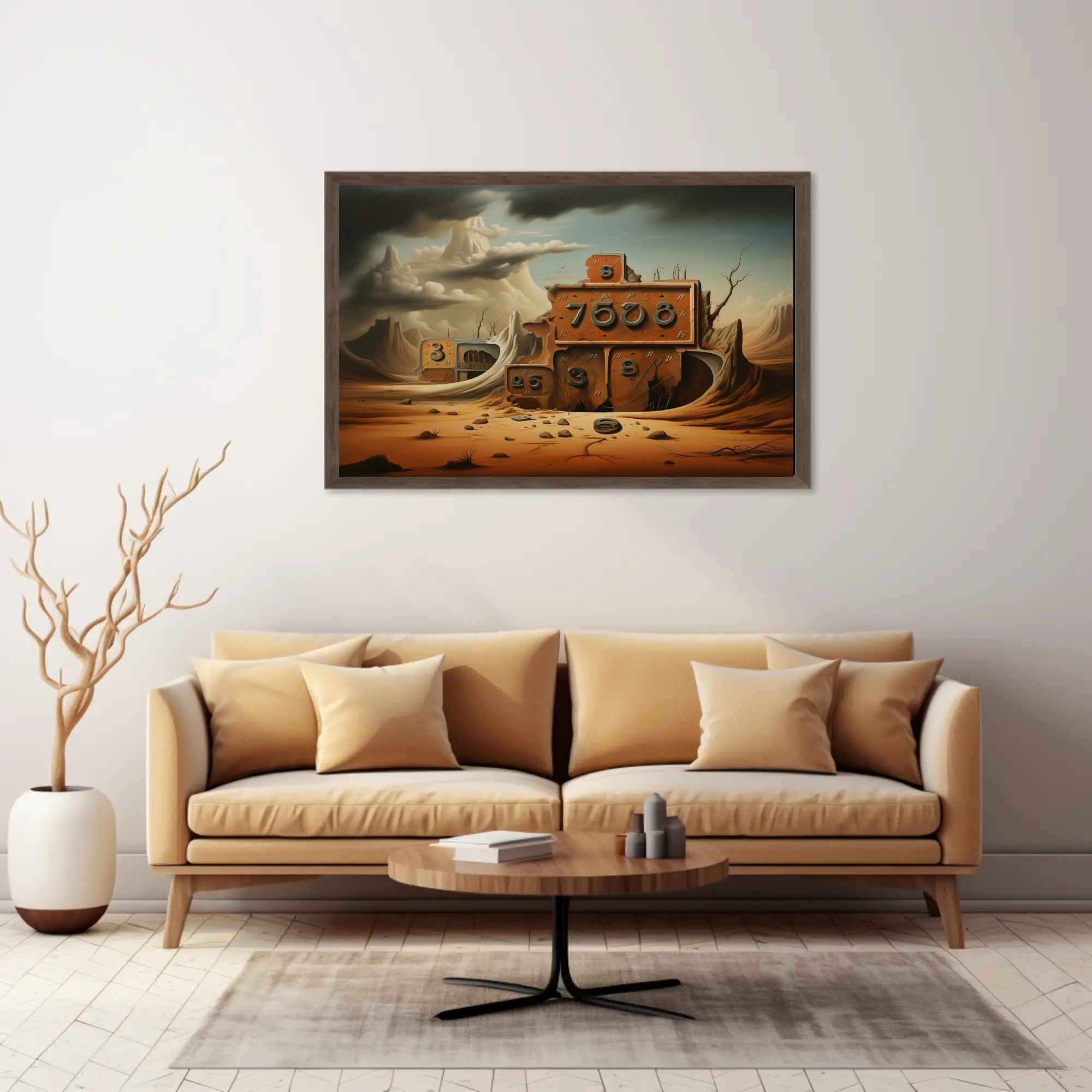 Surreal Desert Clockscape Art Print Futuristic Sci-Fi Poster