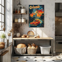 Vintage Orlando Adventure: Classic Car Travel Poster