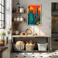 New York City Skyline Poster Modern Travel Wall Art