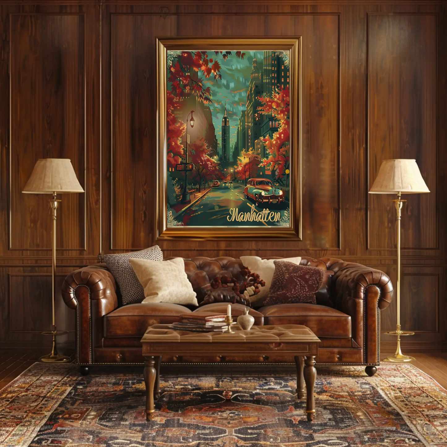Manhattan Autumn Empire State Travel Poster