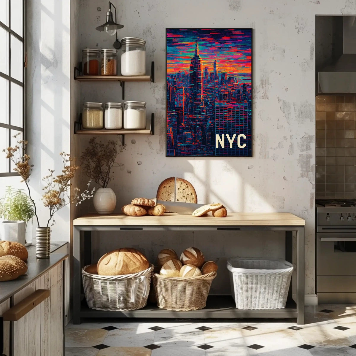 New York City Skyline Artwork Poster Modern Wall Art