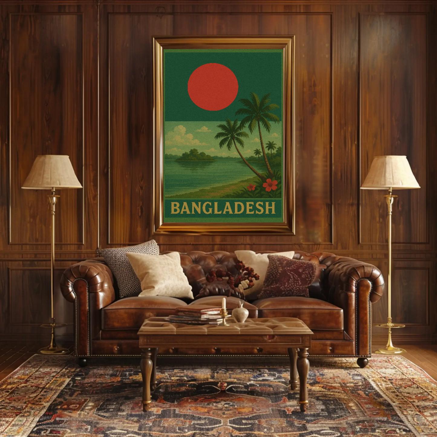 Bangladesh Tropical Landscape Vintage Travel Poster