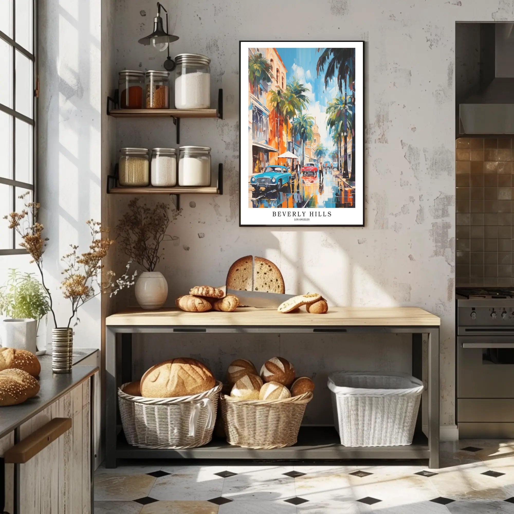 Beverly Hills Vibrant Scene Urban or Cityscape Poster PosterGoat