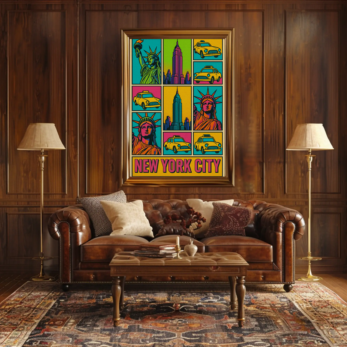 Vibrant New York City Icons Pop Art Travel Poster