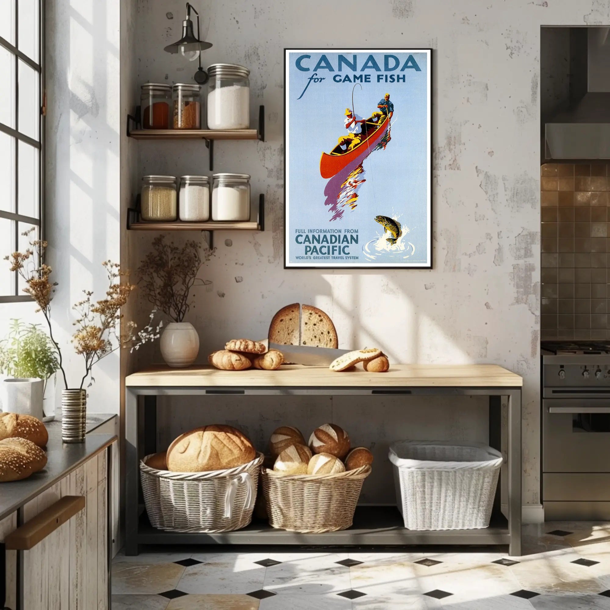 Fishing Adventure in Canada Vintage Travel Poster PosterGoat