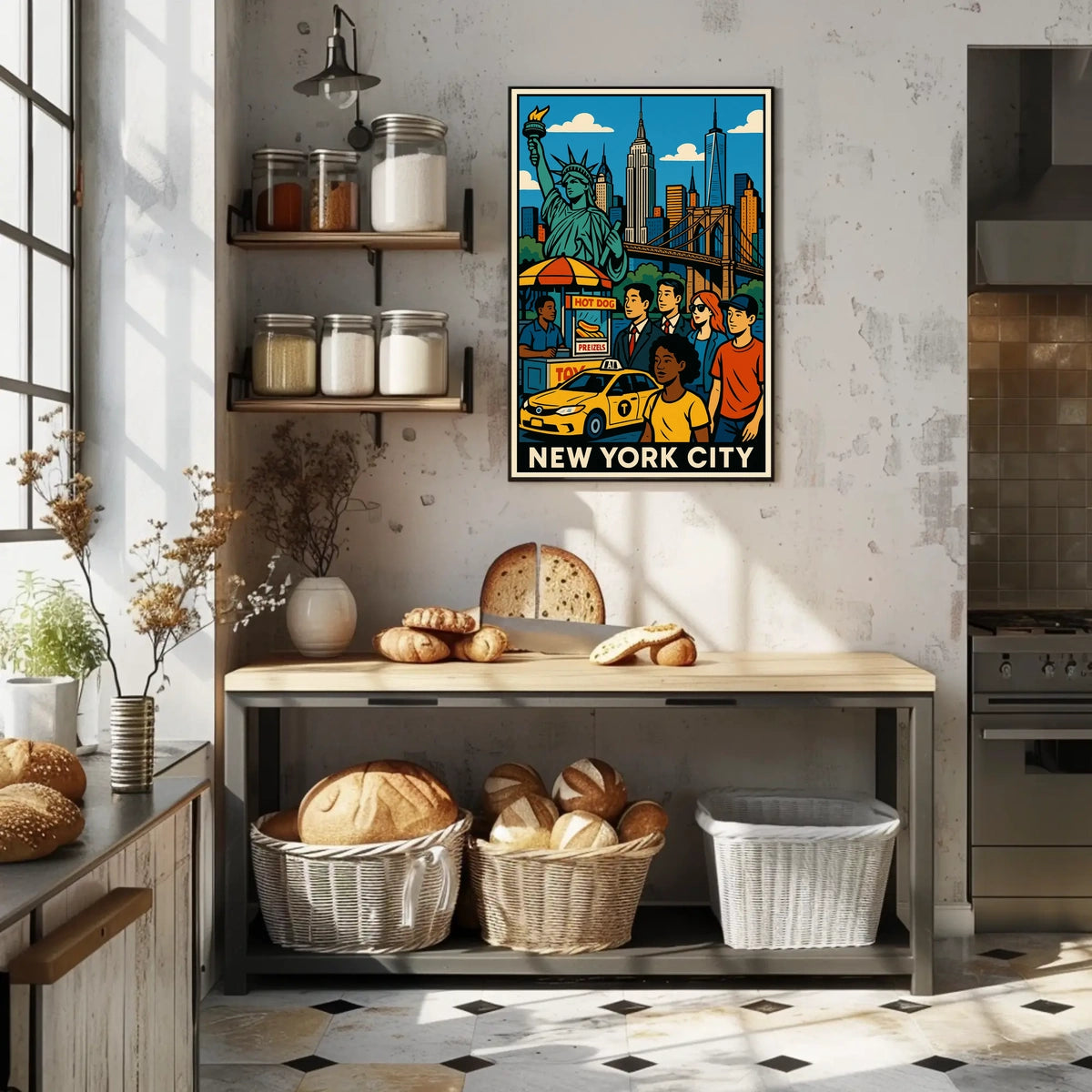 New York City Skyline Panorama Poster Modern Wall Art