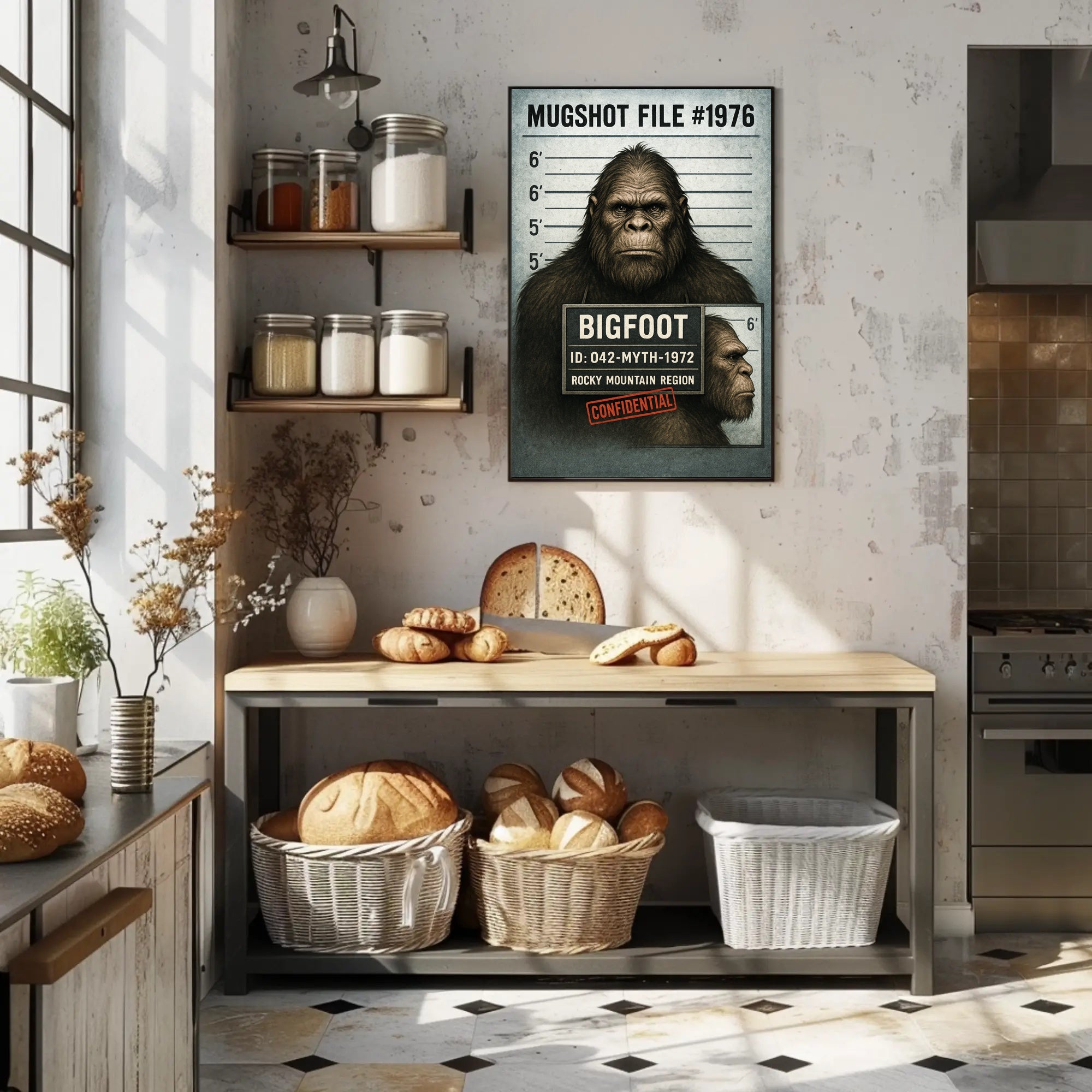 Bigfoot Mugshot Mythical Sighting Poster PosterGoat