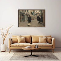 European Street Scene in Impressionistic Artistic Poster