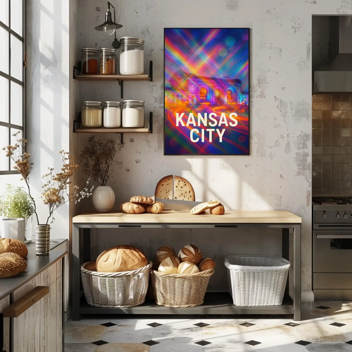 Kansas City Skyline Vibrant Expressionism Poster