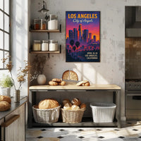 Los Angeles Skyline Vintage Illustration Urban or Cityscape Poster