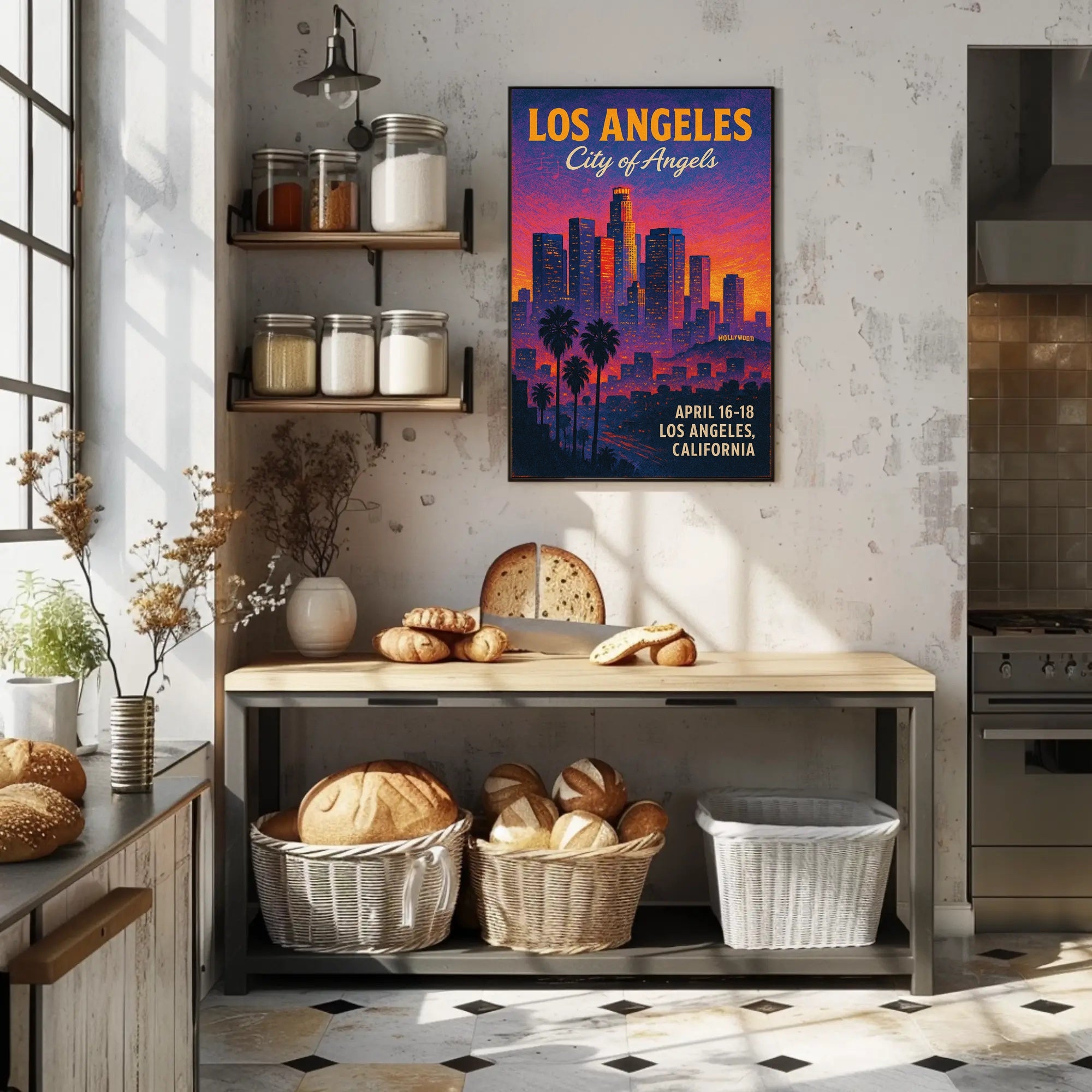 Los Angeles Skyline Vintage Illustration Urban or Cityscape Poster