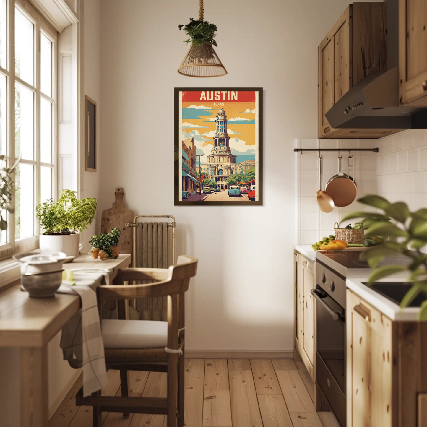 Austin Texas Downtown Capitol Vintage Travel Poster