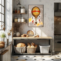 Vintage Hot Air Balloon Illustration Poster PosterGoat