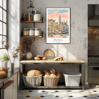 Brussels Cityscape Illustration Poster PosterGoat