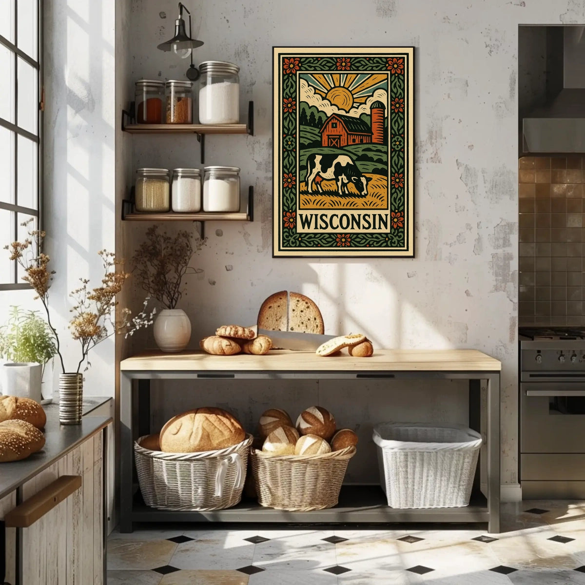 Timeless Rustic Wisconsin Countryside Landscape Wall Art Vintage Inspired Poster