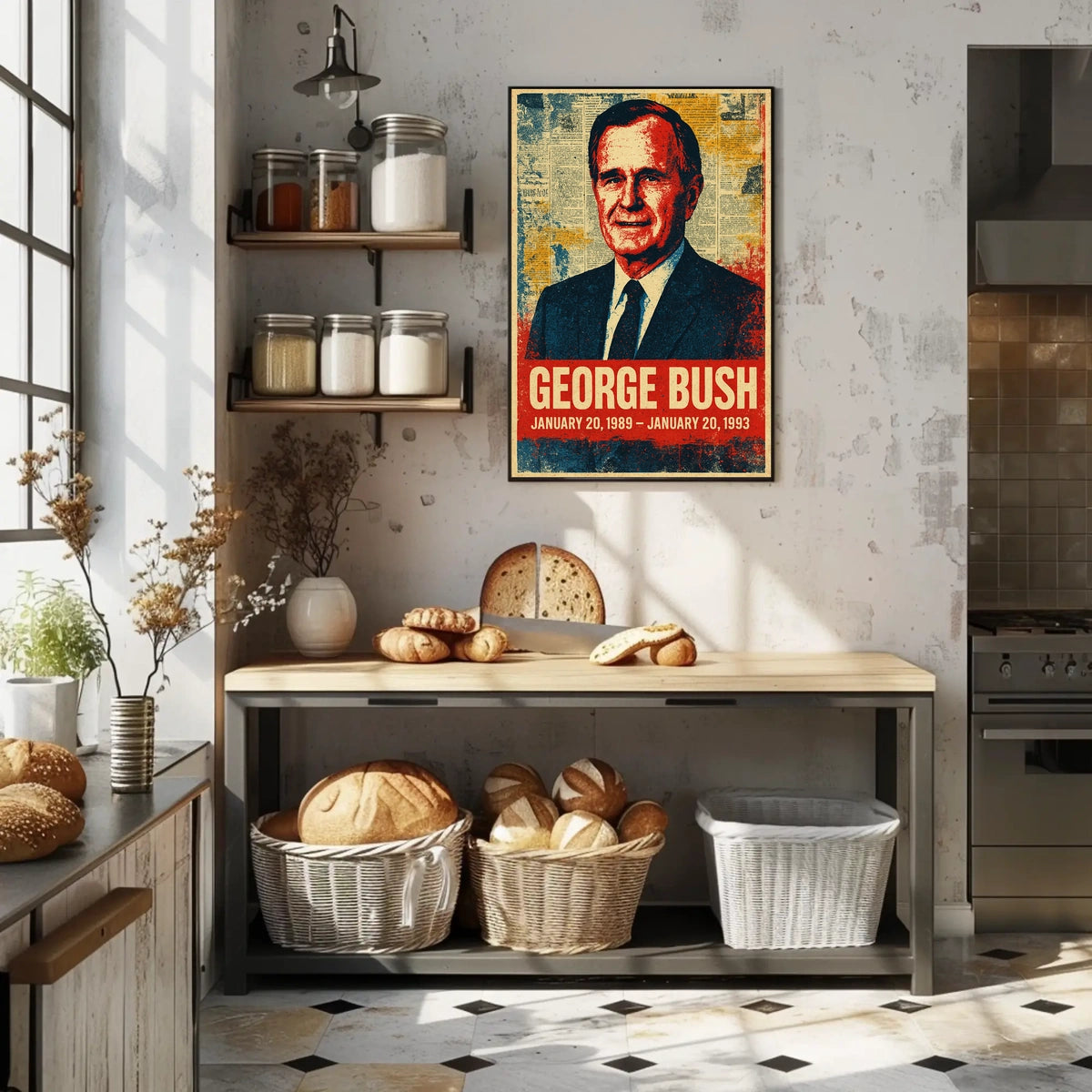 George H. W. Bush 41st President of the United States Street Art Mashup Poster
