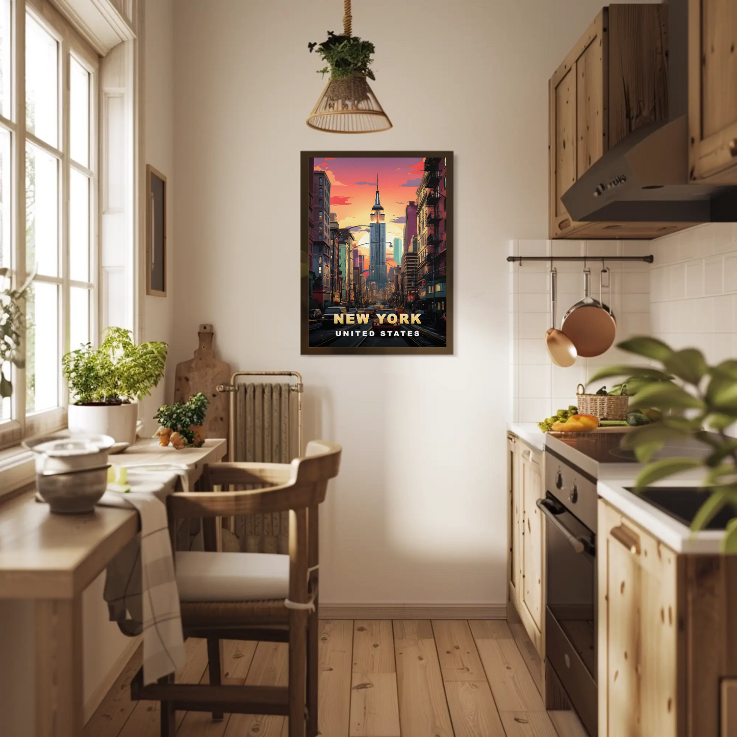 New York Empire State Sunset Vintage Travel Poster