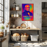 James K. Polk 11th President of the United States Neon Gradient Overlay Poster