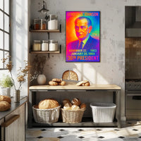 Lyndon B. Johnson 36th President of the United States Neon Gradient Overlay Poster