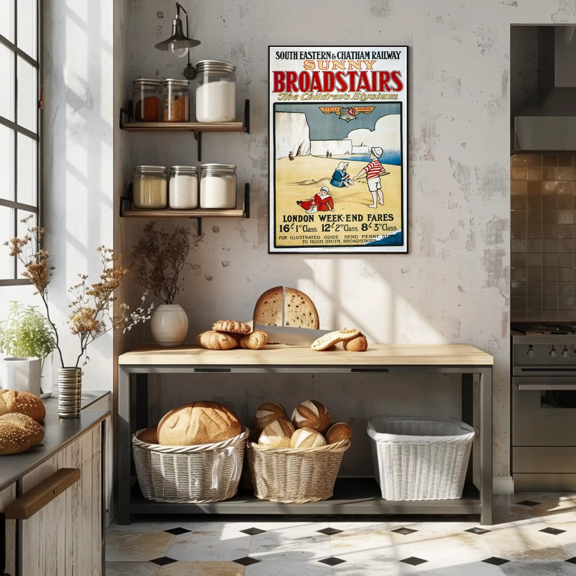 Vintage Broadstairs Seaside Travel Poster for Family Holidays PosterGoat