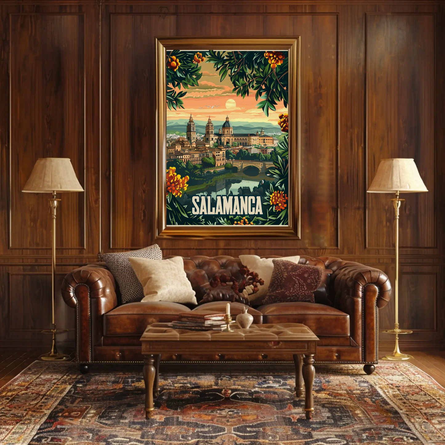 Salamanca Spain Sunset Cathedral Travel Poster