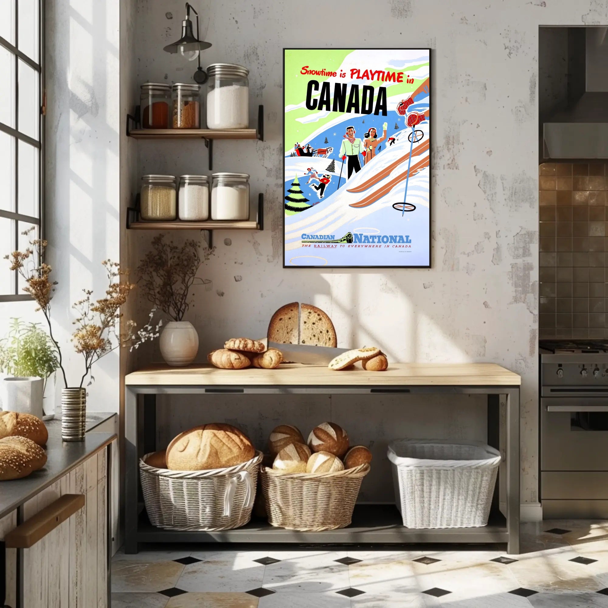 Canadian Winter Skiing Adventures: Vintage Travel Poster PosterGoat