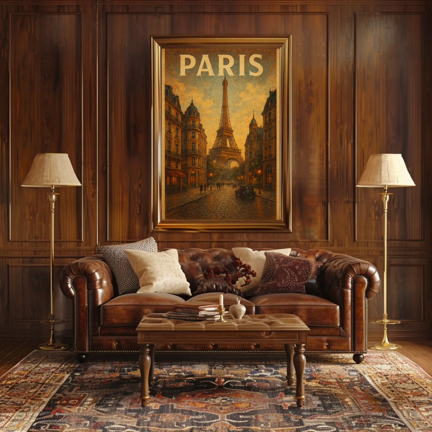 Paris Eiffel Tower Evening Travel Poster