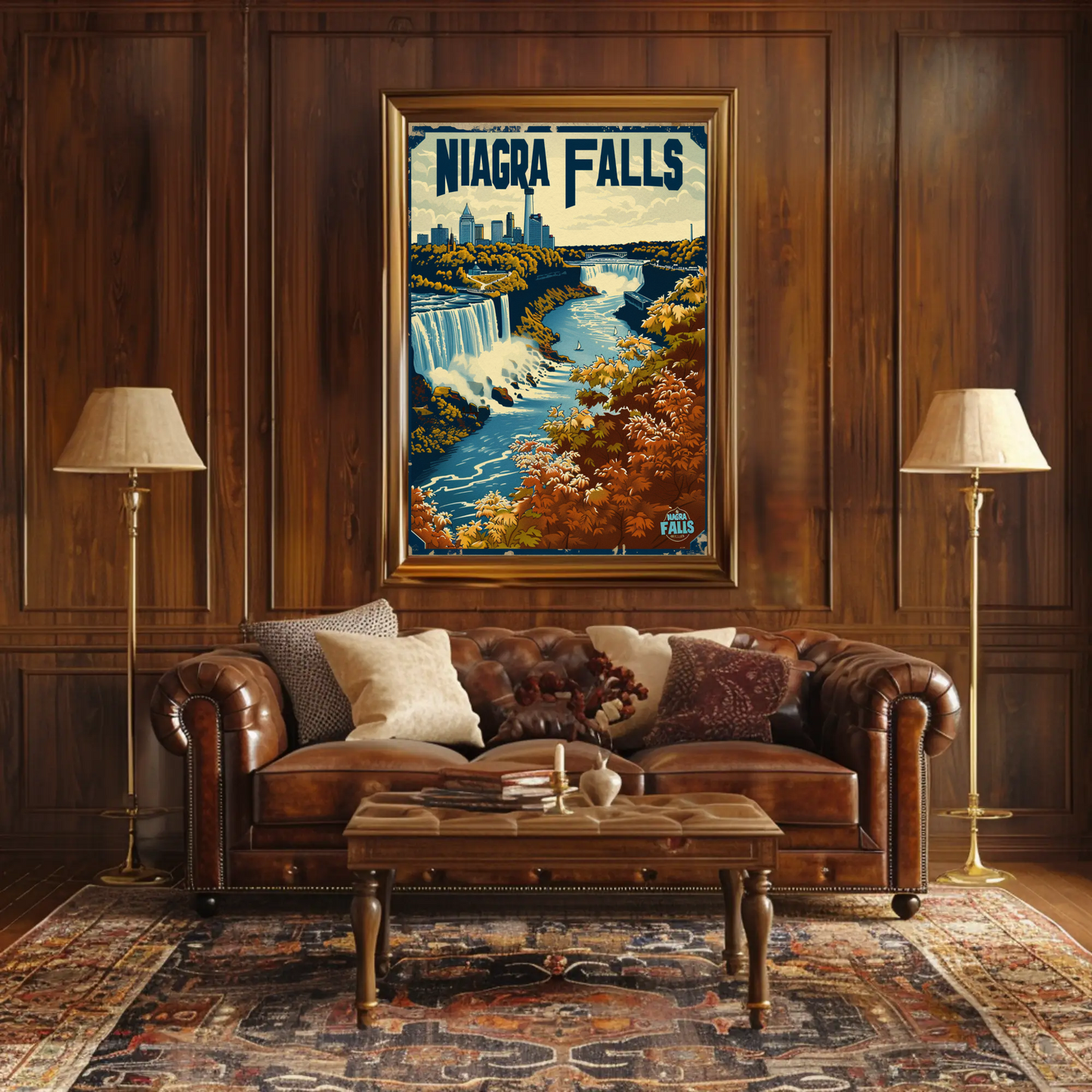 Niagara Falls Autumn Waterfall Travel Poster